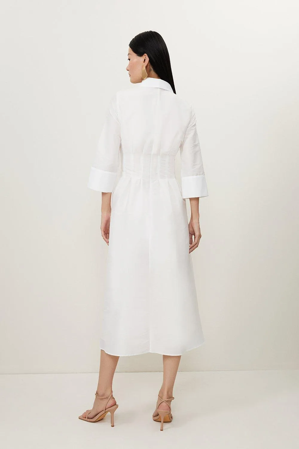 Lydia Millen Petite Tailored Taffeta Darted Waist Midi Dress BKK17512