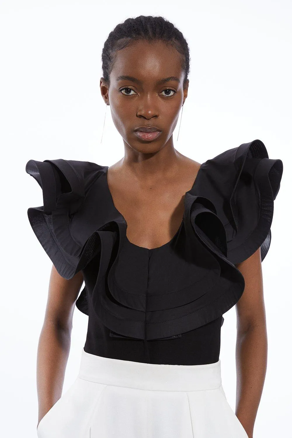 Cotton Ruffle Detail Bodysuit BKK17677