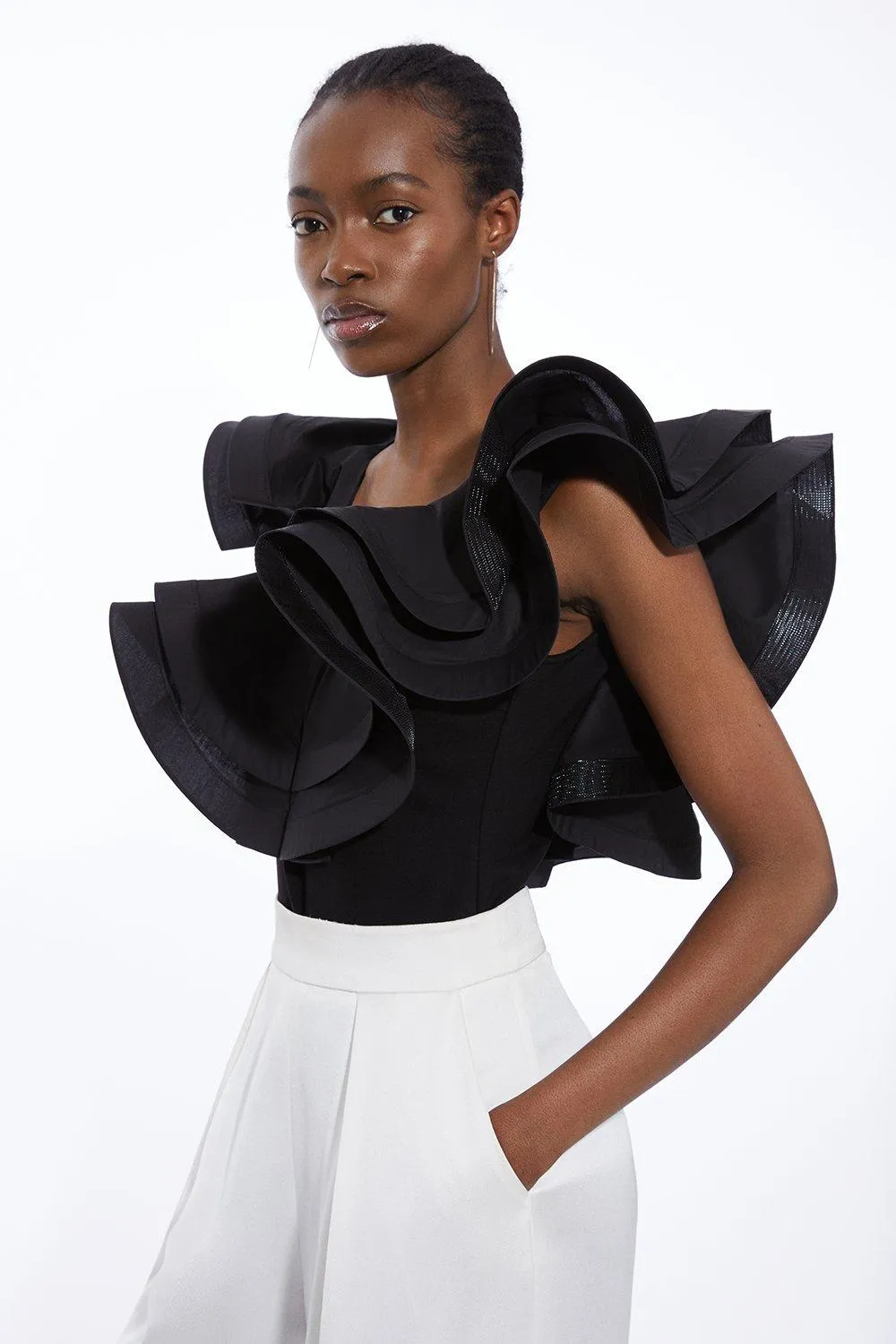 Cotton Ruffle Detail Bodysuit BKK17677 3 Cotton Ruffle Detail Bodysuit BKK17677