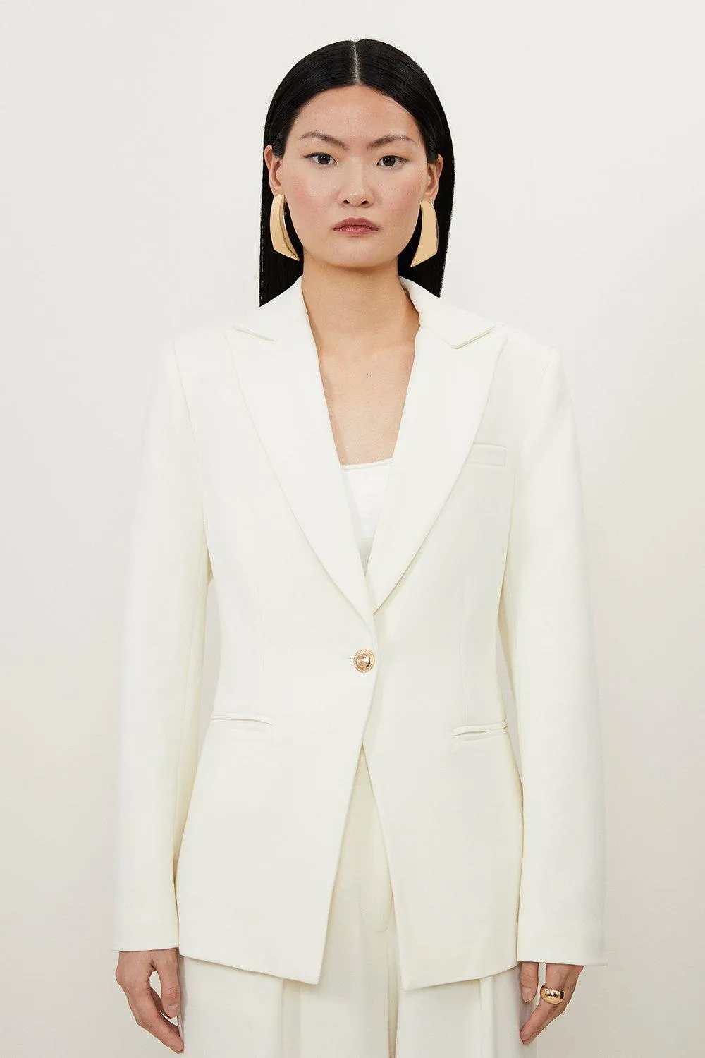 Petite Compact Stretch Single Breasted Tailored Blazer BKK18059