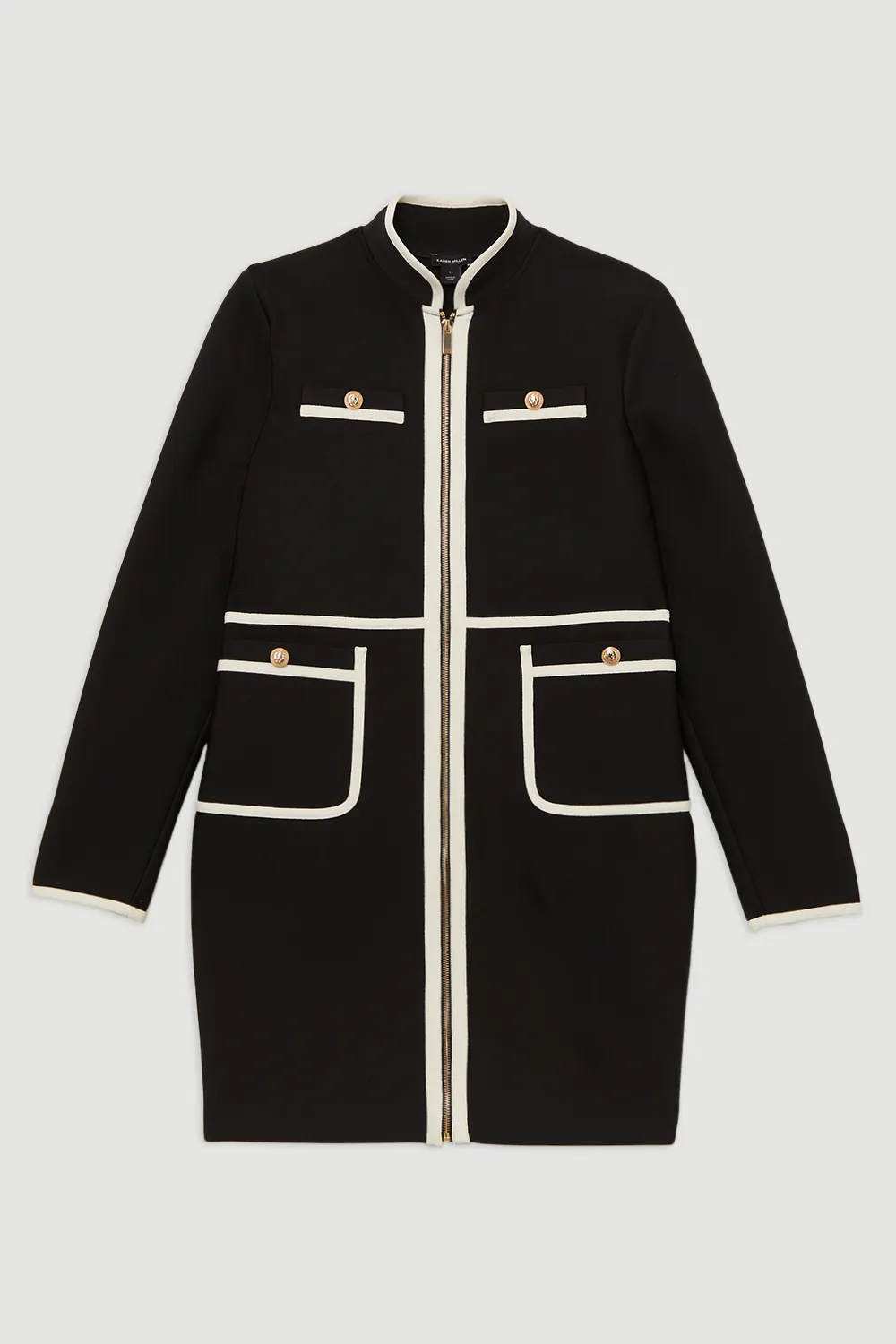 Plus Size Figure Form Bandage Knit Piping Detail Military Dress BKK22098 4 Plus Size Figure Form Bandage Knit Piping Detail Military Dress BKK22098