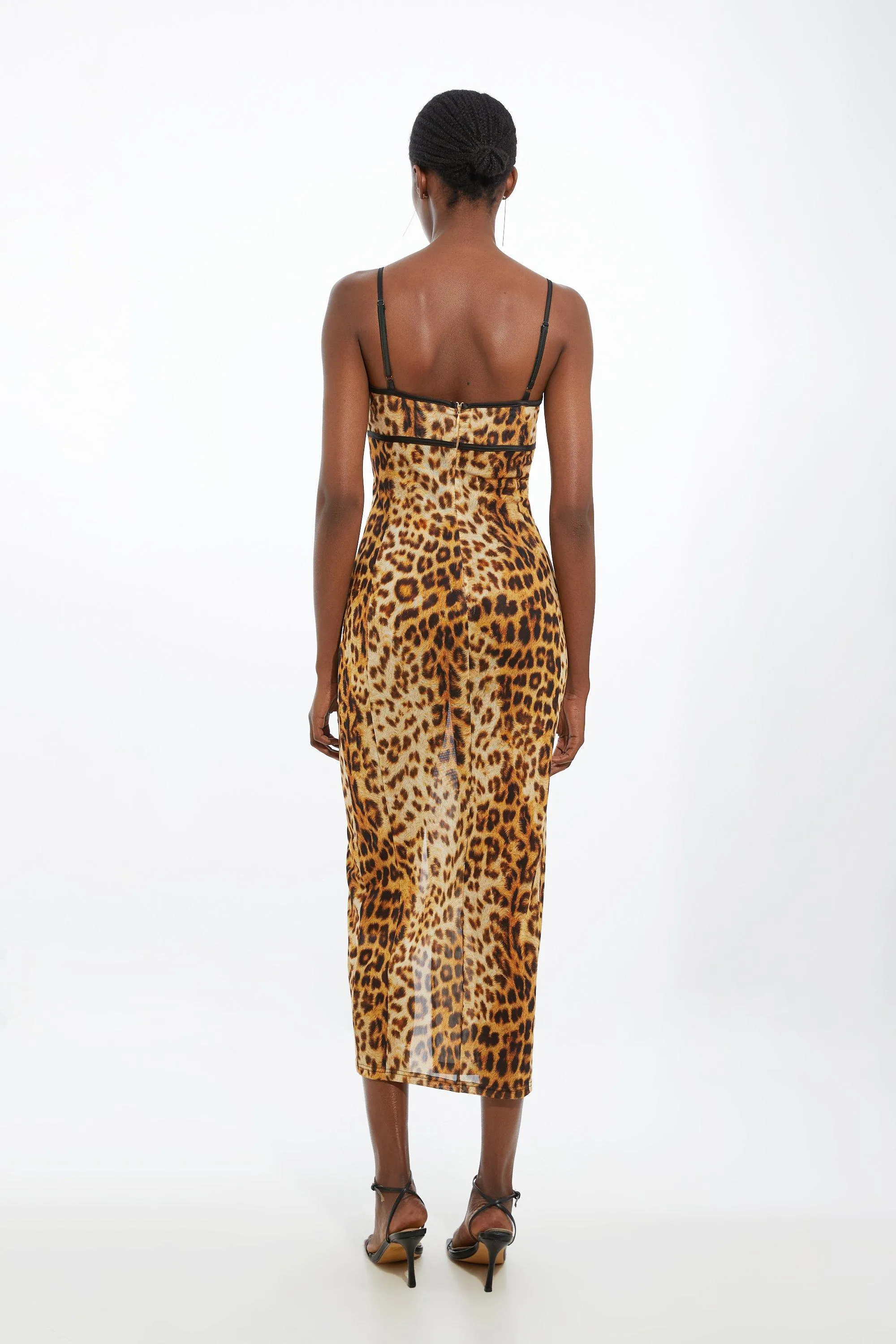 Lace Detail Power Mesh Jersey Maxi Dress BKK18666