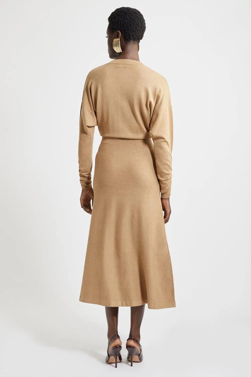 Viscose Blend V Neck Knit Midi Dress BKK18811 5 Viscose Blend V Neck Knit Midi Dress BKK18811