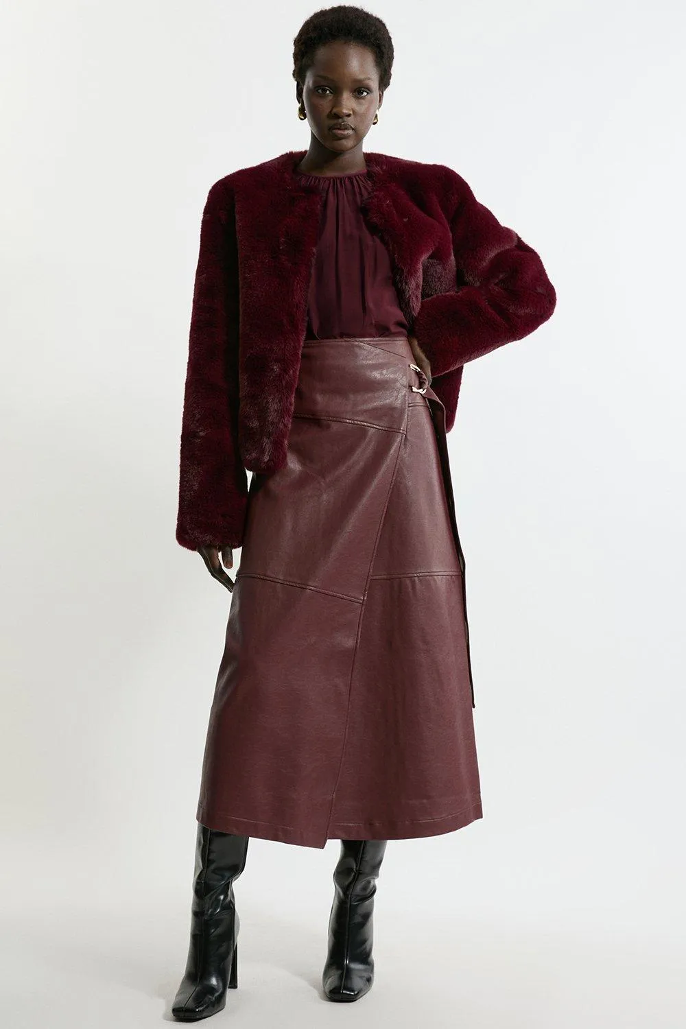 Collarless Faux Fur Jacket BKK19093