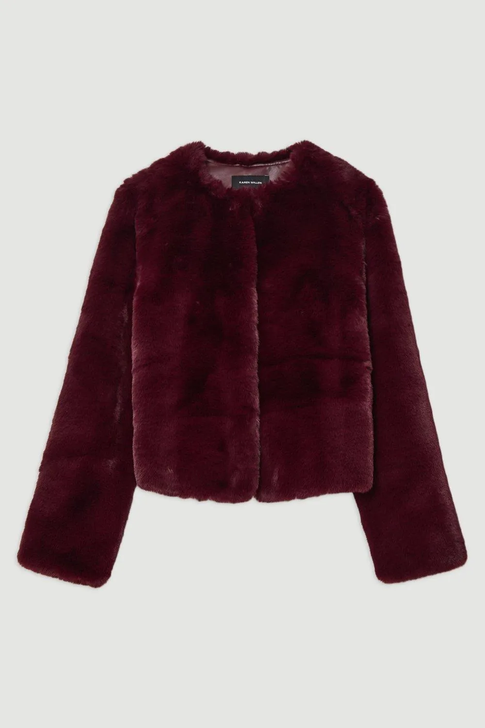 Collarless Faux Fur Jacket BKK19093 4 Collarless Faux Fur Jacket BKK19093