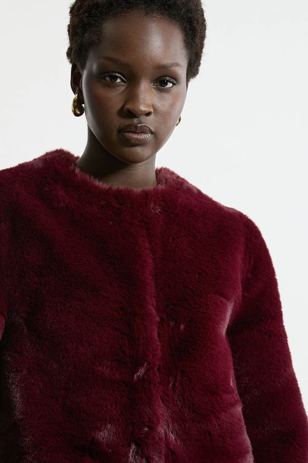 Collarless Faux Fur Jacket BKK19093 5 Collarless Faux Fur Jacket BKK19093