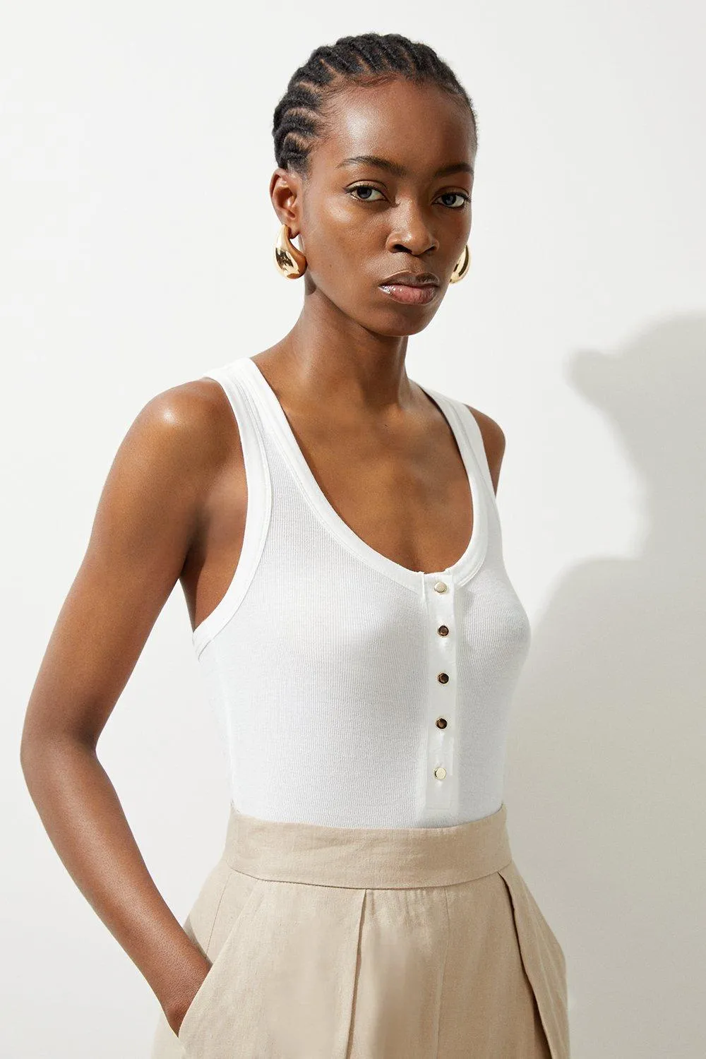 Luxe Viscose Rib Jersey Scoop Neck Bodysuit BKK19354