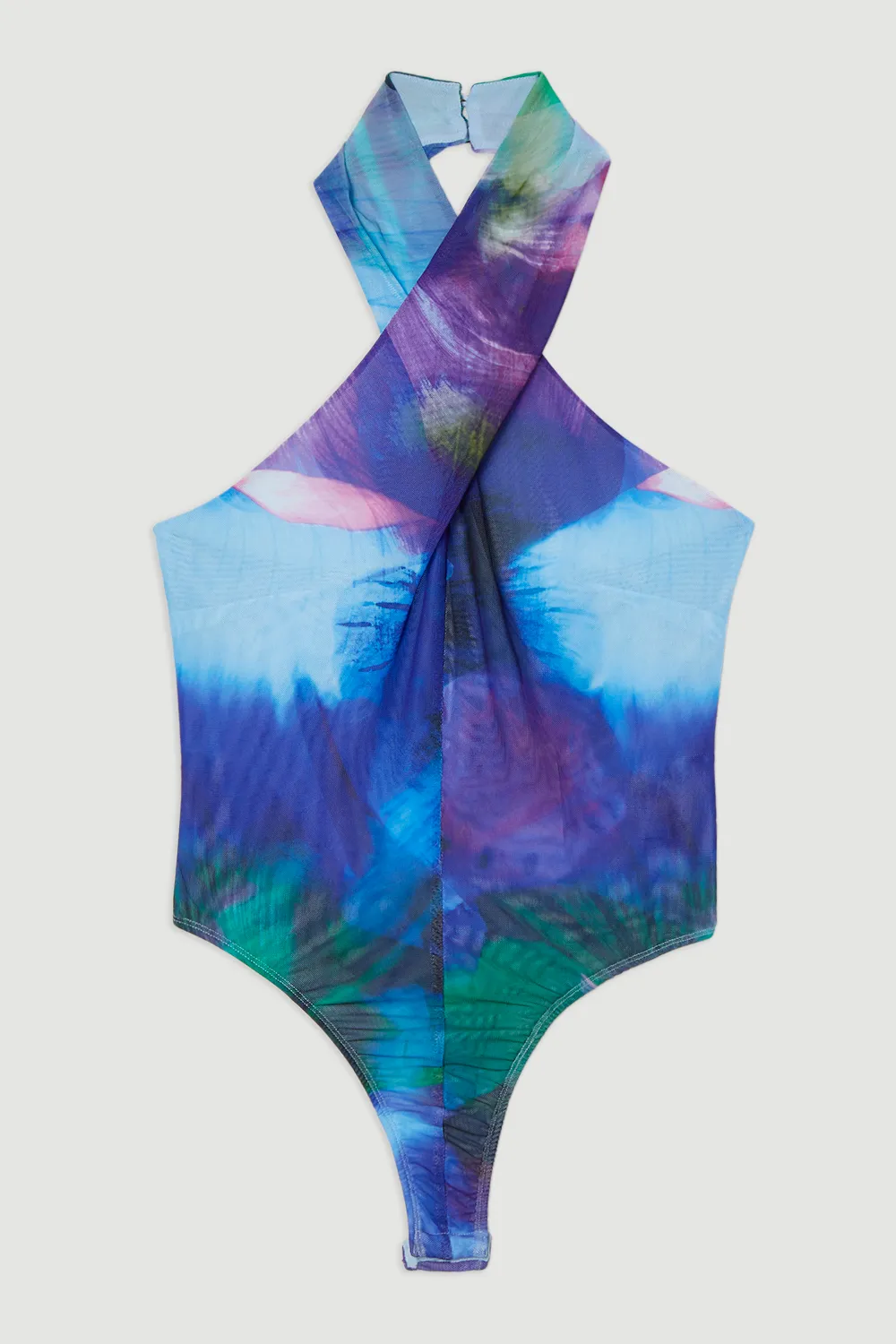 Printed Mesh Cross Neck Bodysuit BKK19376 4 Printed Mesh Cross Neck Bodysuit BKK19376