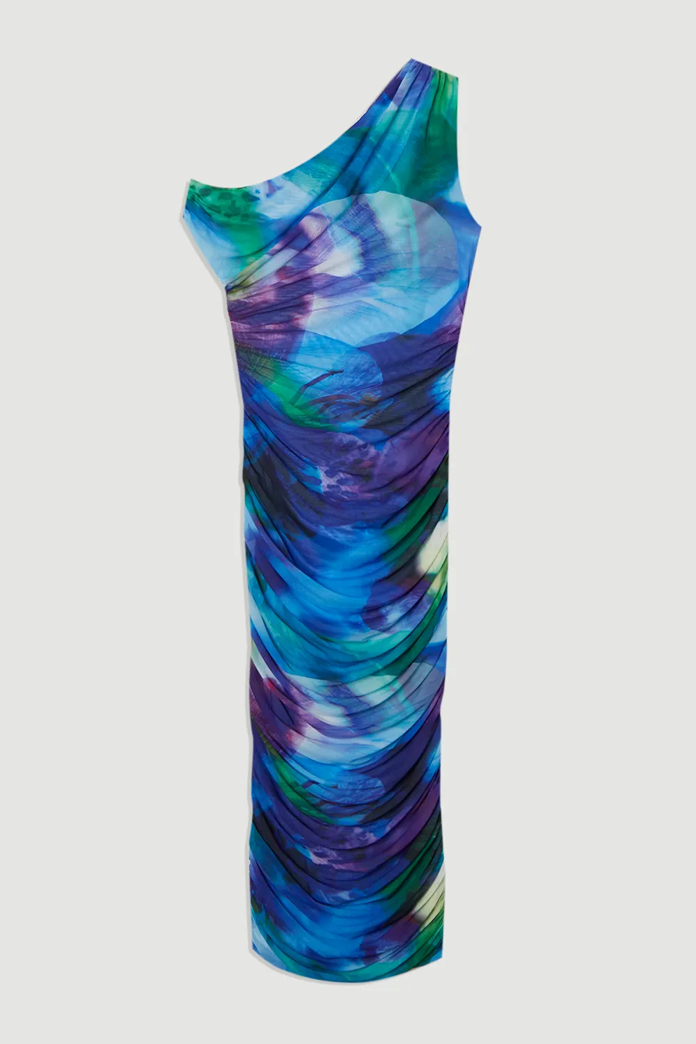 Printed Mesh Jersey One Shoulder Midi Dress BKK19377 4 Printed Mesh Jersey One Shoulder Midi Dress BKK19377