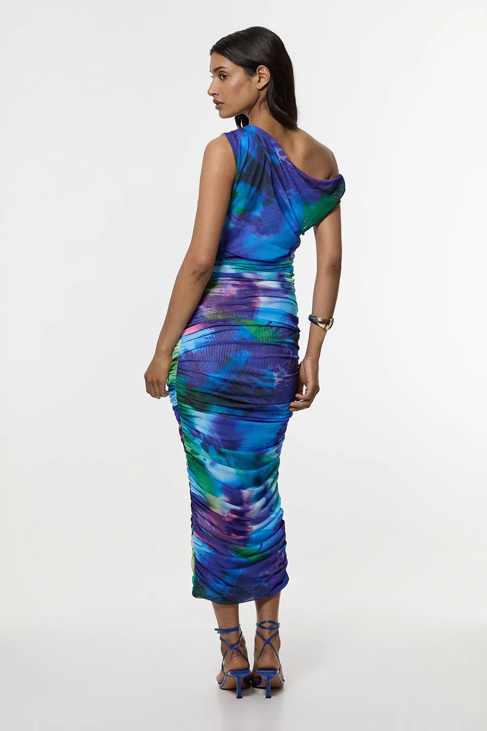 Printed Mesh Jersey One Shoulder Midi Dress BKK19377 5 Printed Mesh Jersey One Shoulder Midi Dress BKK19377