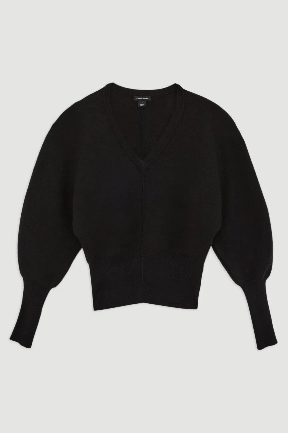 Compact Wool Look V Neck Batwing Knit Sweater BKK19493