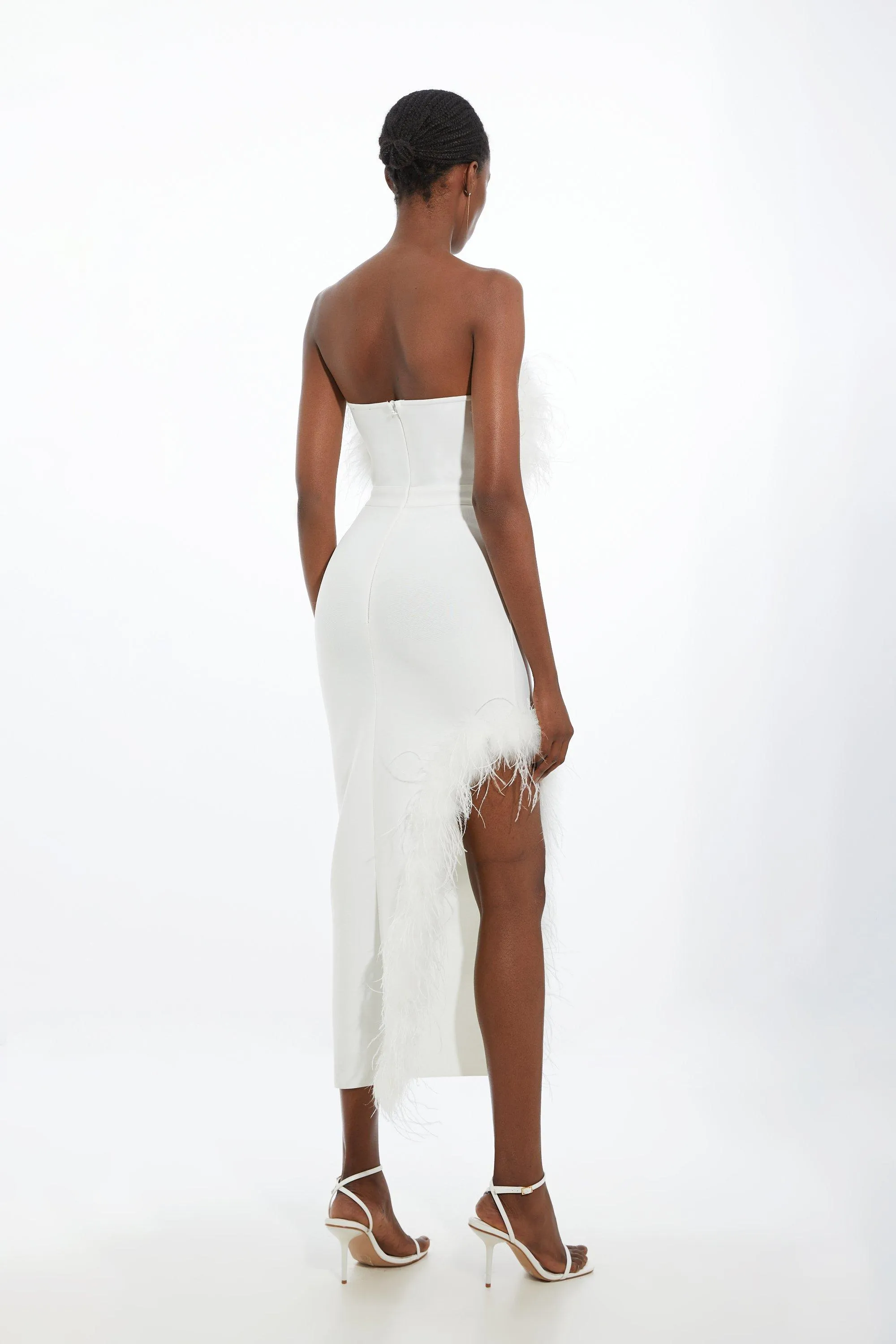 Figure Form Bandage Feather Detail Bandeau Knit Midi Dress BKK19496 5 Figure Form Bandage Feather Detail Bandeau Knit Midi Dress BKK19496