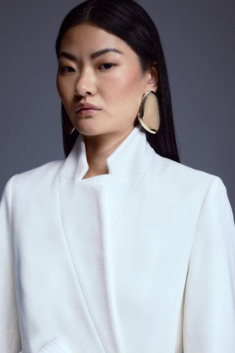 Petite Italian Manteco Wool Forever Notch Neck Midi Coat BKK16698