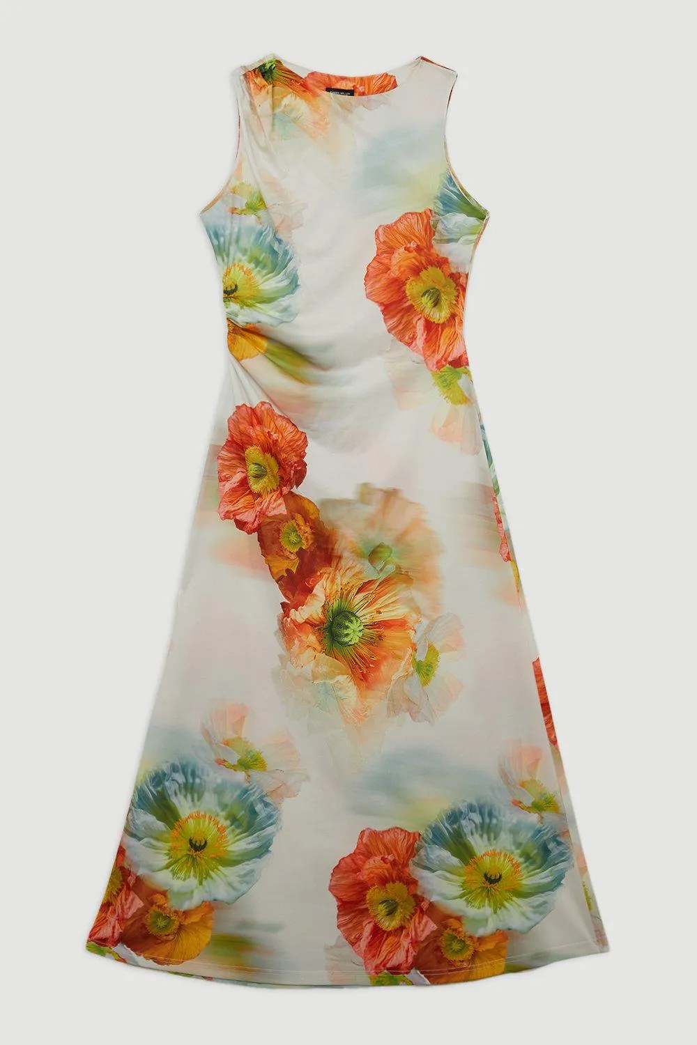 Abstract Floral Printed Jersey Crepe Midi Dress BKK19900 4 Abstract Floral Printed Jersey Crepe Midi Dress BKK19900