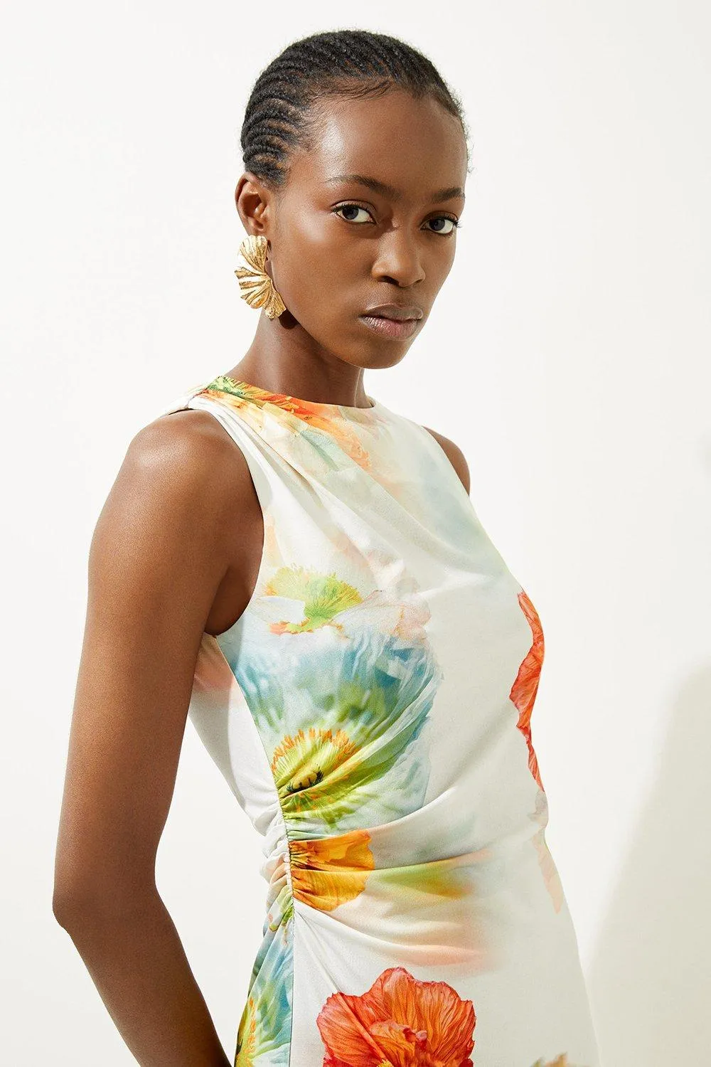 Abstract Floral Printed Jersey Crepe Midi Dress BKK19900 5 Abstract Floral Printed Jersey Crepe Midi Dress BKK19900