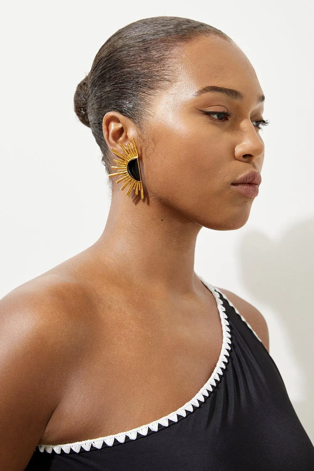 Plus Size Contrast Stitch One Shoulder Swimsuit BKK19921