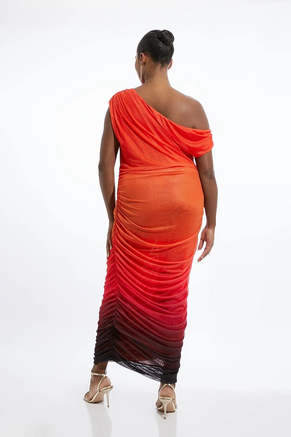 Plus Size Printed Mesh Jersey One Shoulder Midi Dress BKK19910 5 Plus Size Printed Mesh Jersey One Shoulder Midi Dress BKK19910