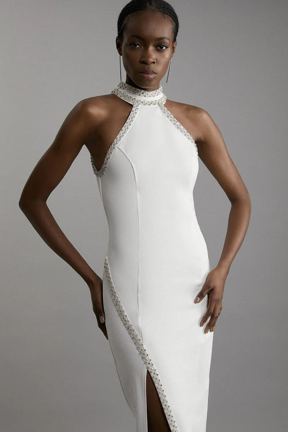 Premium Embellished Ponte Jersey Midi Dress BKK19941