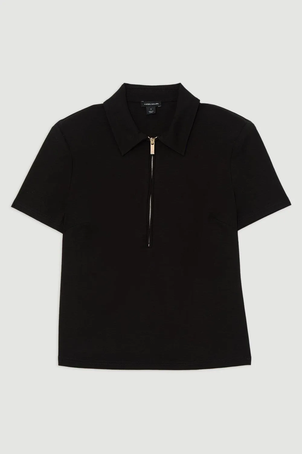 Luxe Ponte Jersey Polo Shirt BKK20015
