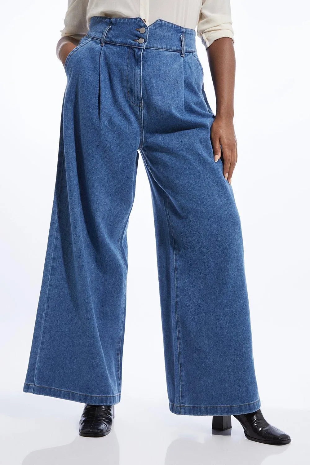 Plus Size Denim Wide Leg Pants BKK20036