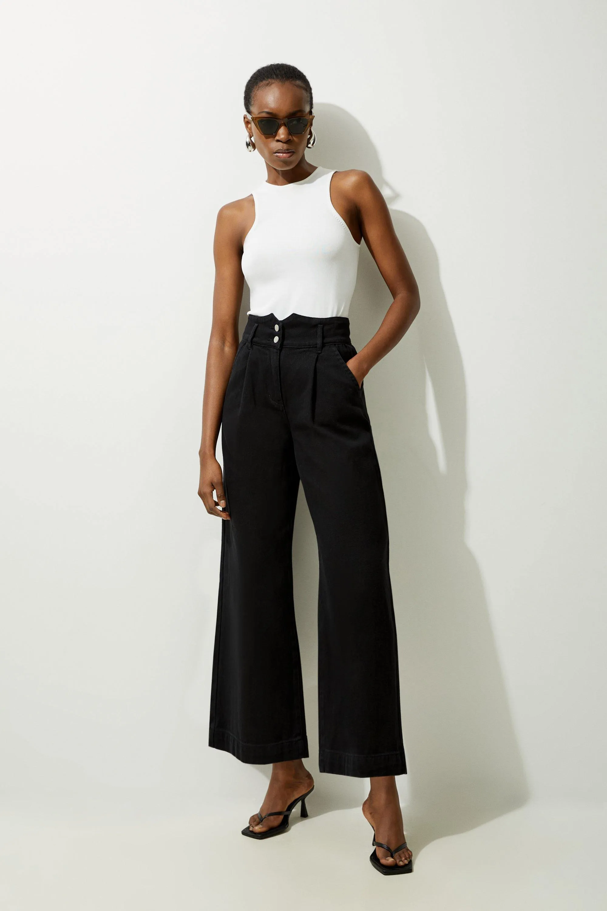 Petite Denim Wide Leg Pants BKK20037