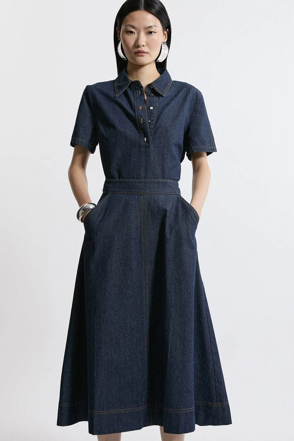 Denim Full Midi Skirt BKK20121