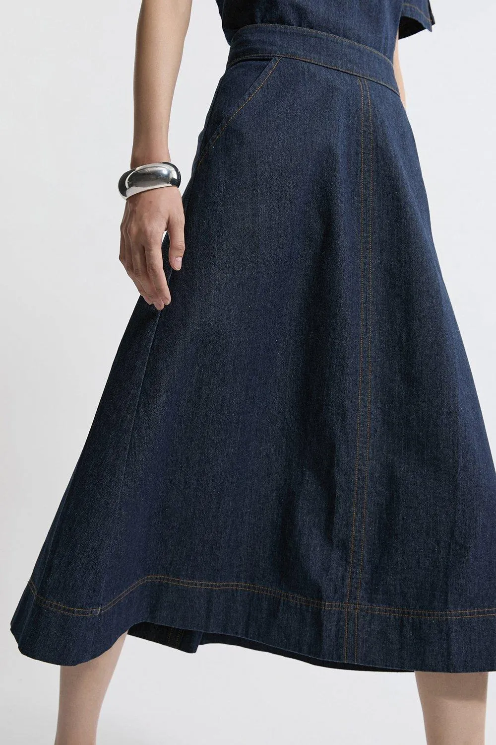 Denim Full Midi Skirt BKK20121