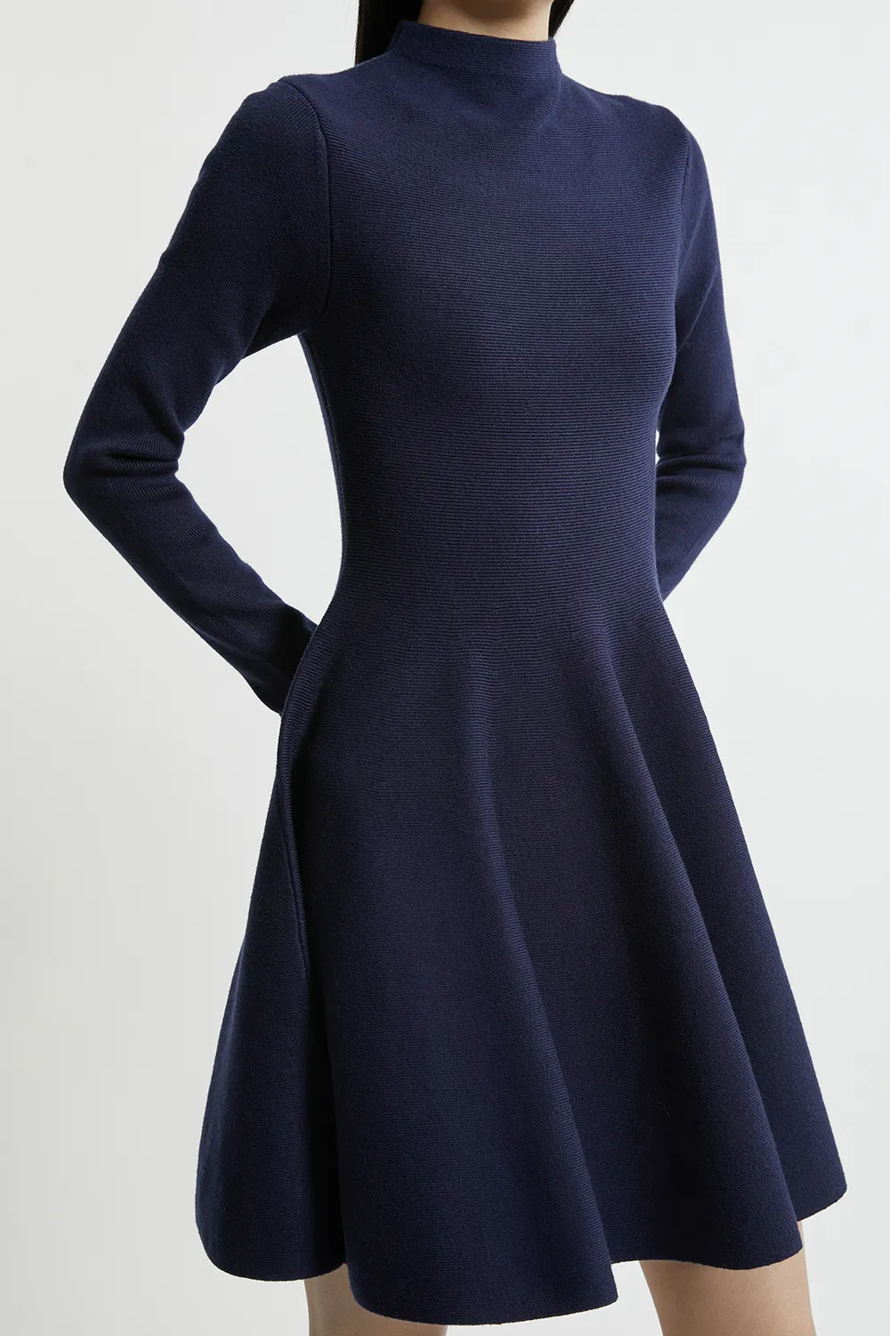 Petite Viscose Blend Full Circle Knit Mini Dress BKK20135 3 Petite Viscose Blend Full Circle Knit Mini Dress BKK20135