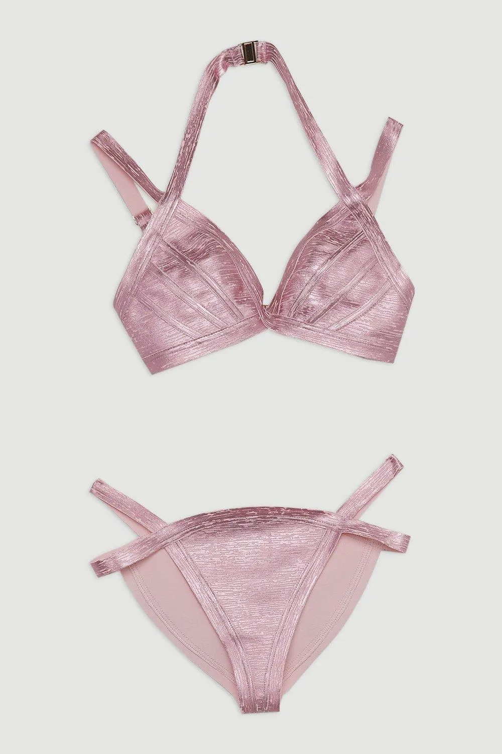 Foiled Bandage Double Strap Bikini Bottoms BKK20142