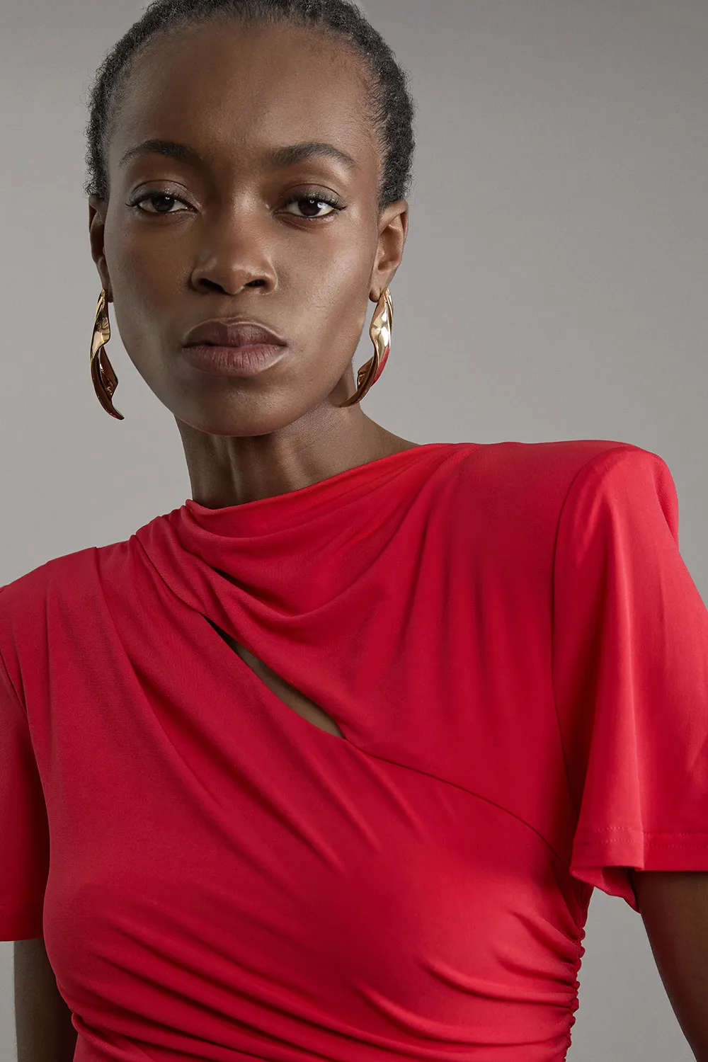 Jersey Crepe Ruched Detail Bodysuit BKK20256