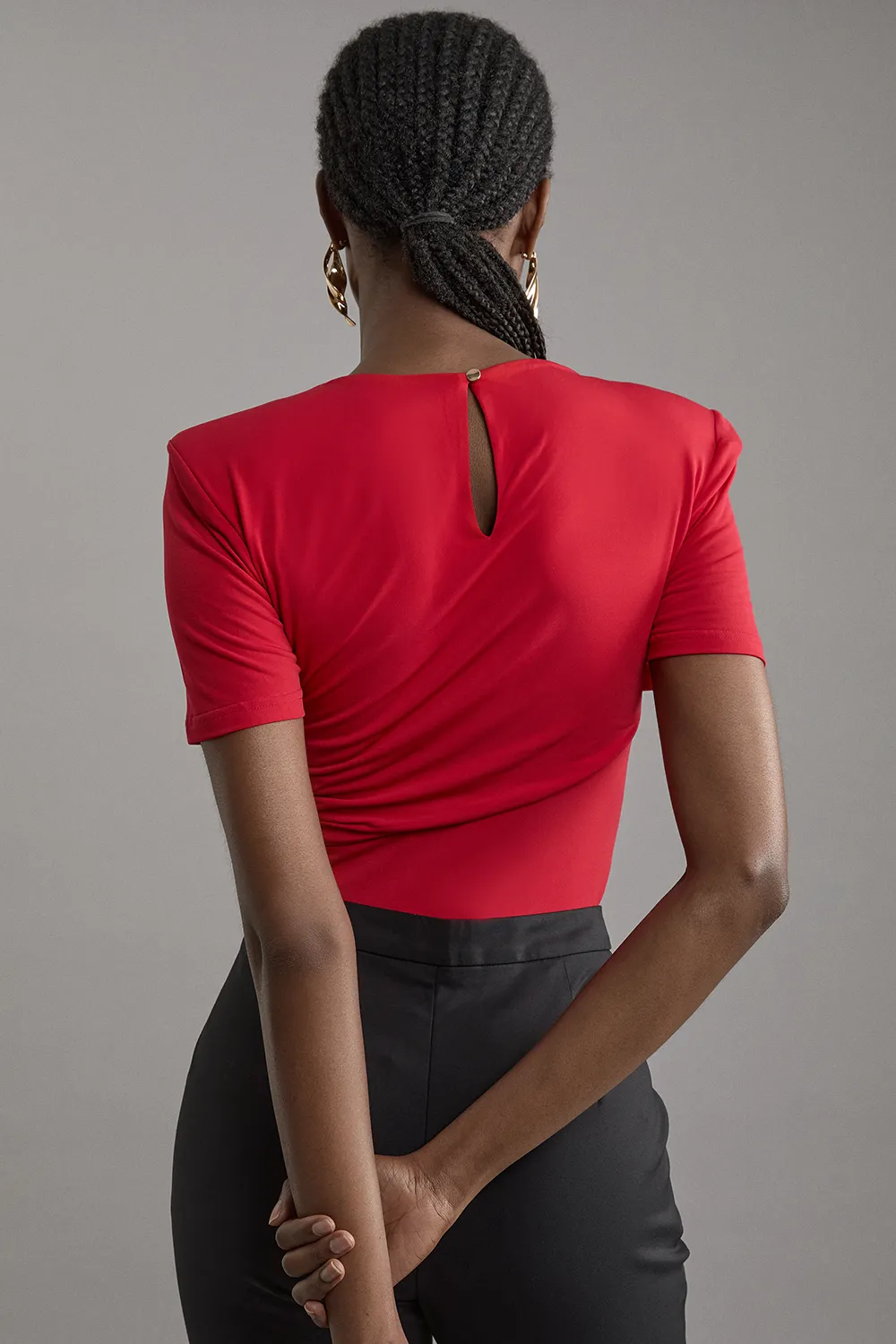 Jersey Crepe Ruched Detail Bodysuit BKK20256