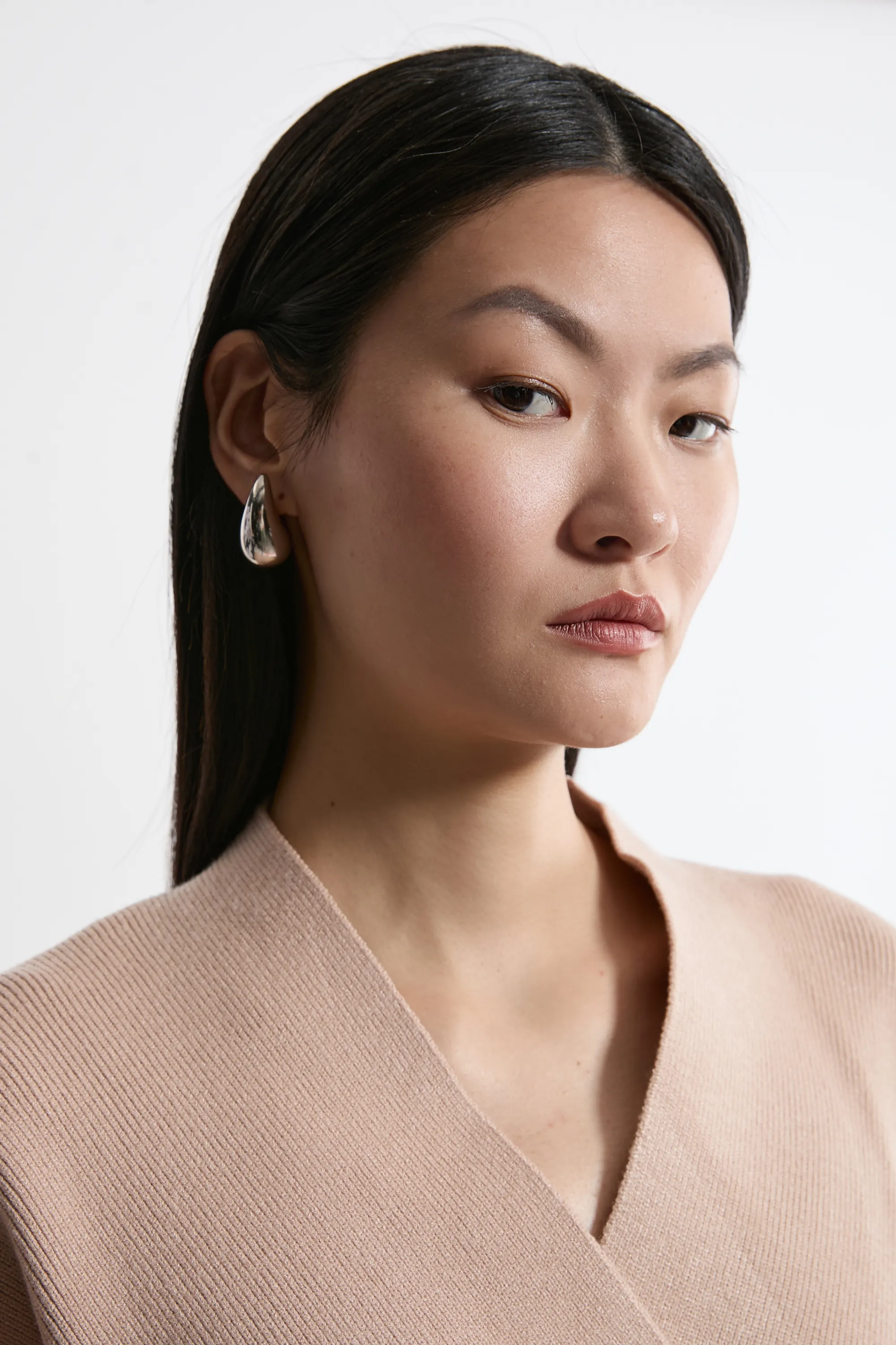 Wool Look Compact Stitch Wrap Knit Top BKK20391