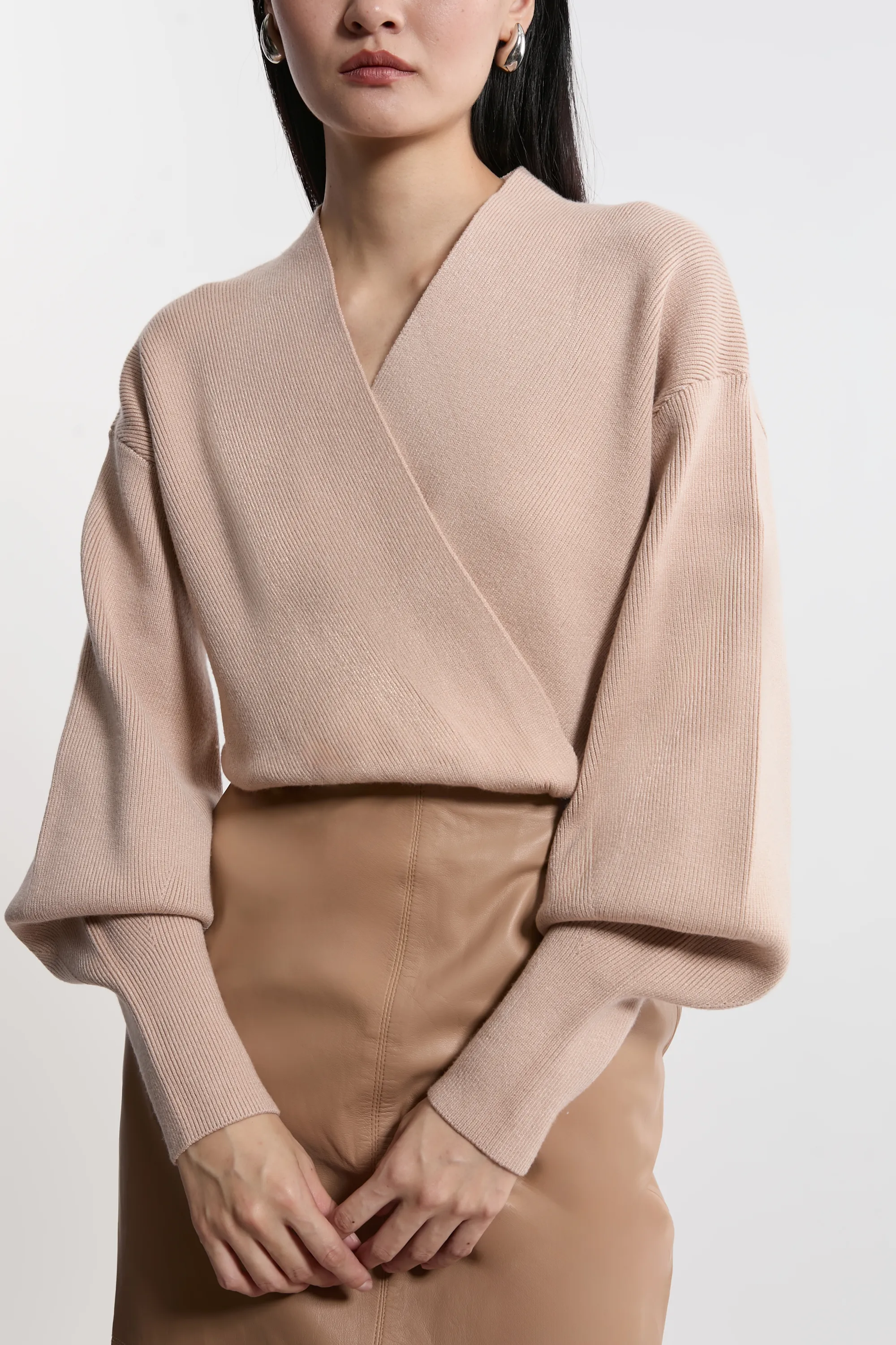 Wool Look Compact Stitch Wrap Knit Top BKK20391 3 Wool Look Compact Stitch Wrap Knit Top BKK20391