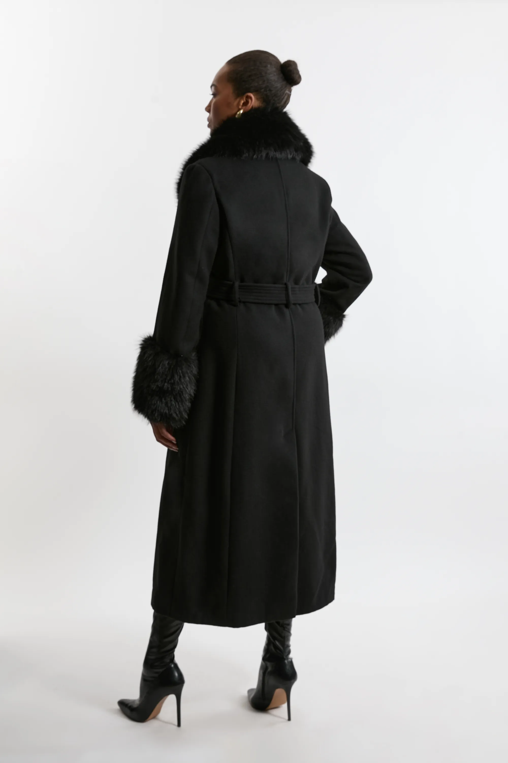 Plus Size Wool Blend Detachable Faux Fur Belted Midi Coat BKK20501 5 Plus Size Wool Blend Detachable Faux Fur Belted Midi Coat BKK20501