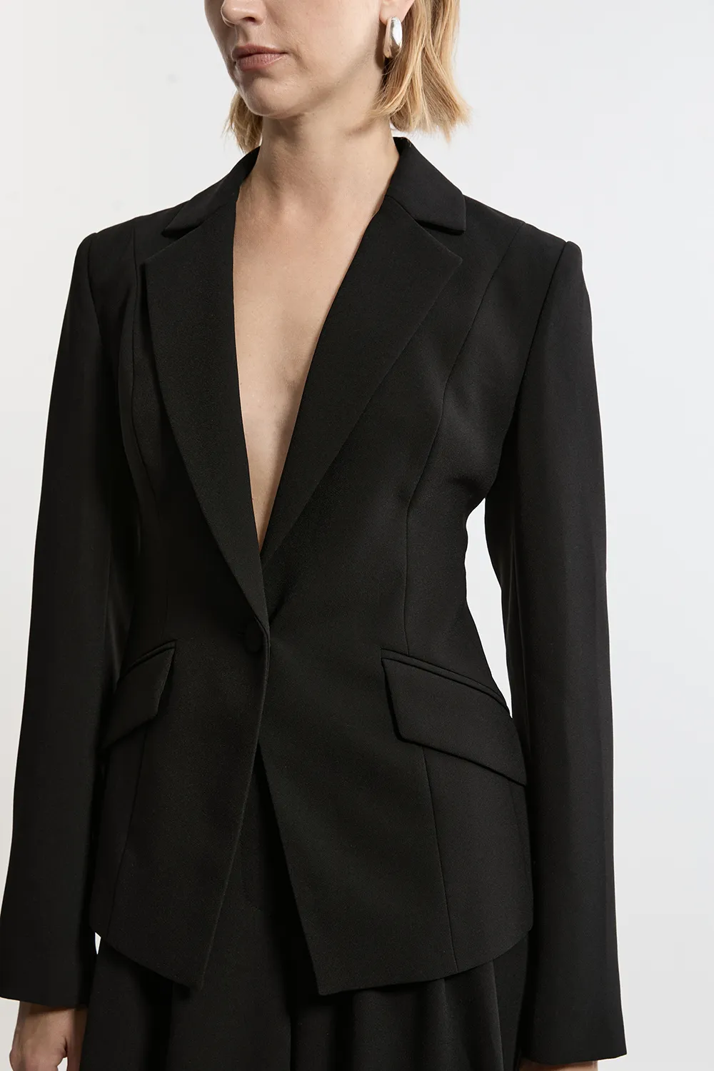 Tailored Crepe Single Breasted Blazer Jacket BKK20526 5 Tailored Crepe Single Breasted Blazer Jacket BKK20526