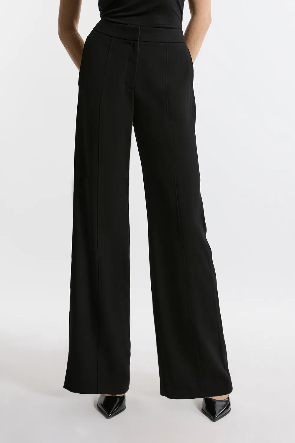 Tailored Crepe Seam Detail Straight Leg Pants BKK20555