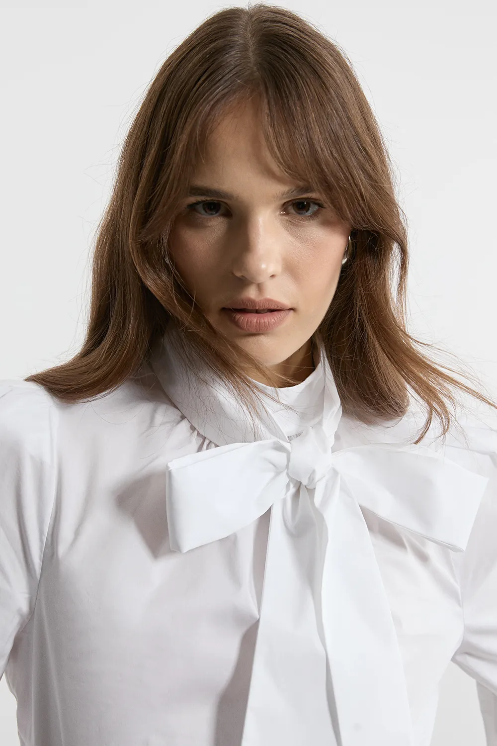 Cotton Poplin Pussybow Blouse BKK22252