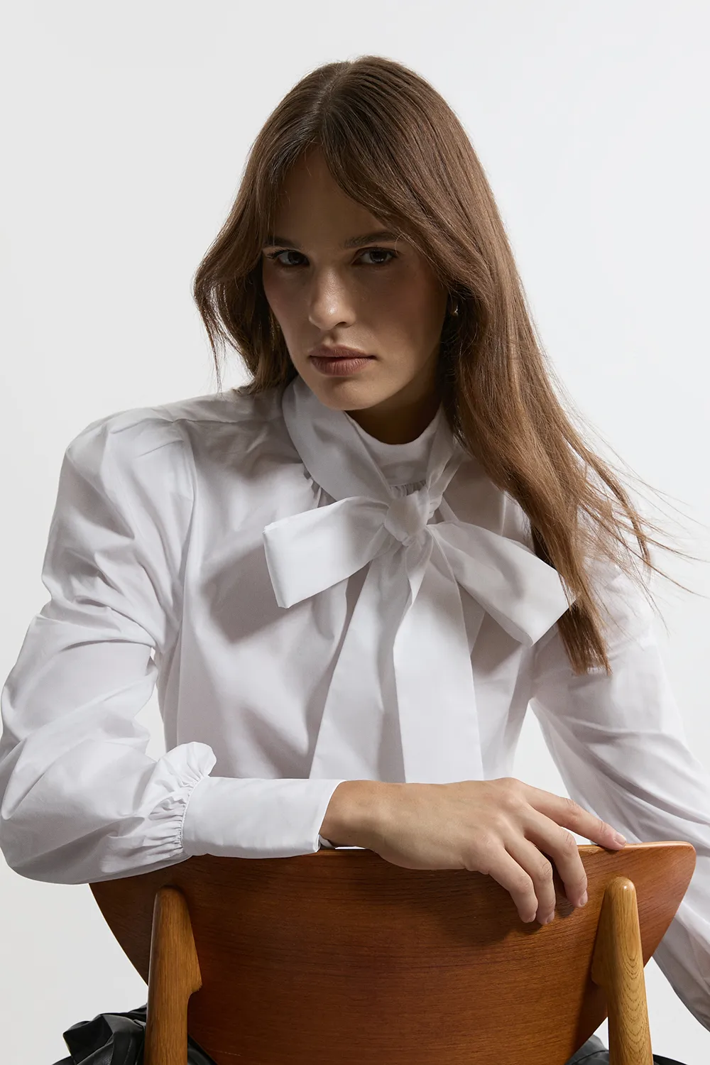 Cotton Poplin Pussybow Blouse BKK22252 3 Cotton Poplin Pussybow Blouse BKK22252