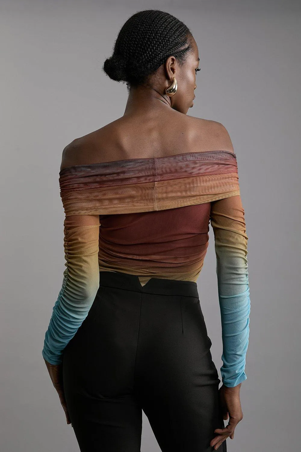 Ombre Jersey Mesh Off The Shoulder Bodysuit BKK20736 5 Ombre Jersey Mesh Off The Shoulder Bodysuit BKK20736