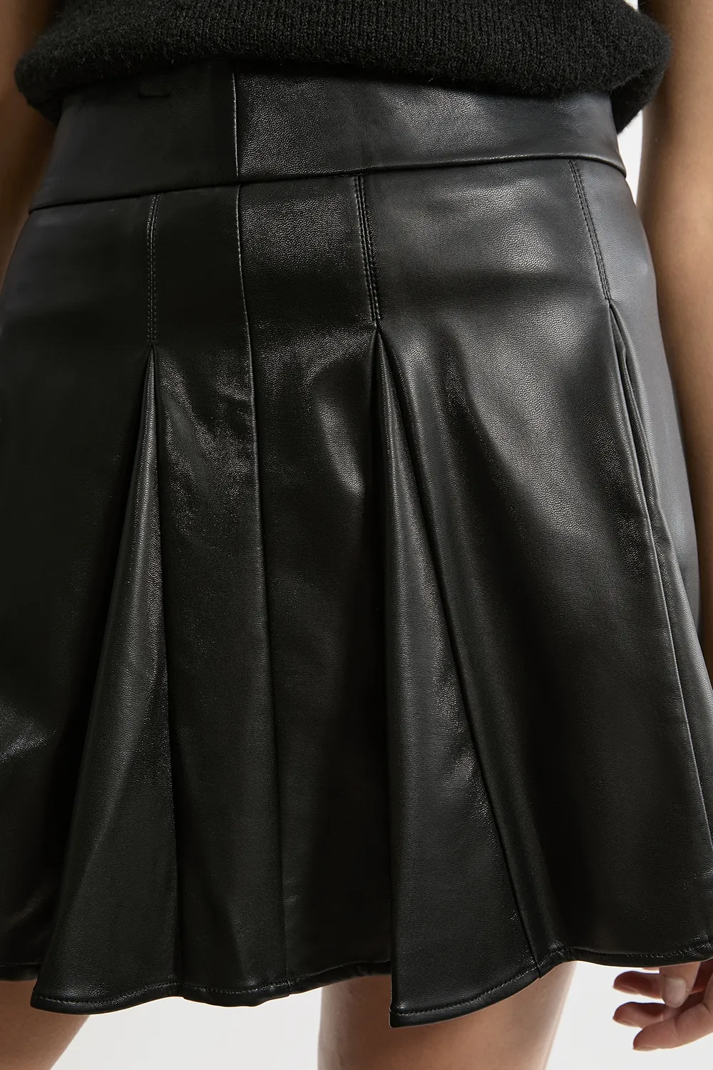 Faux Leather Flippy Mini Skirt BKK22263