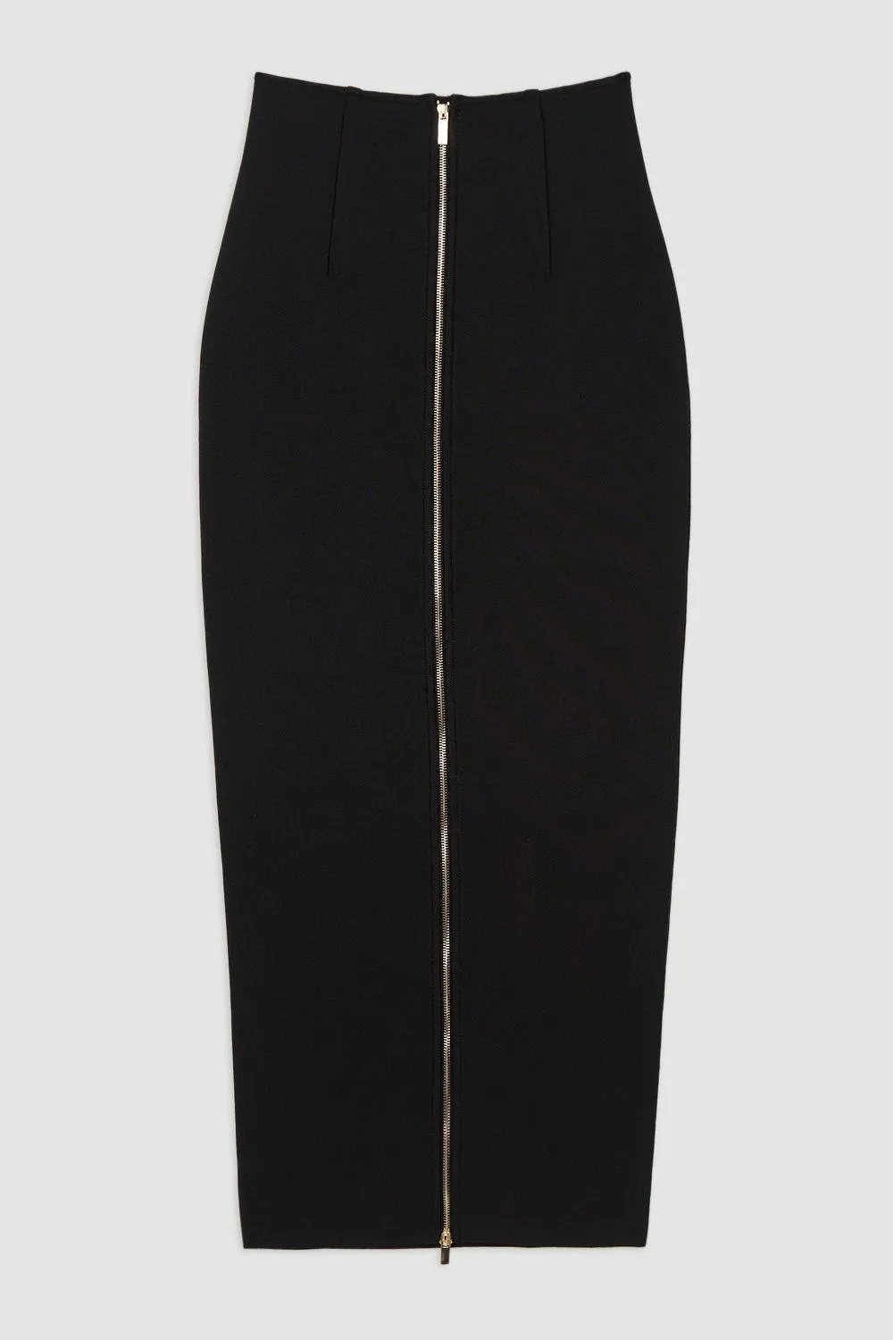 Figure Form Bandage Knit High Waisted Zip Detail Maxi Skirt BKK20792