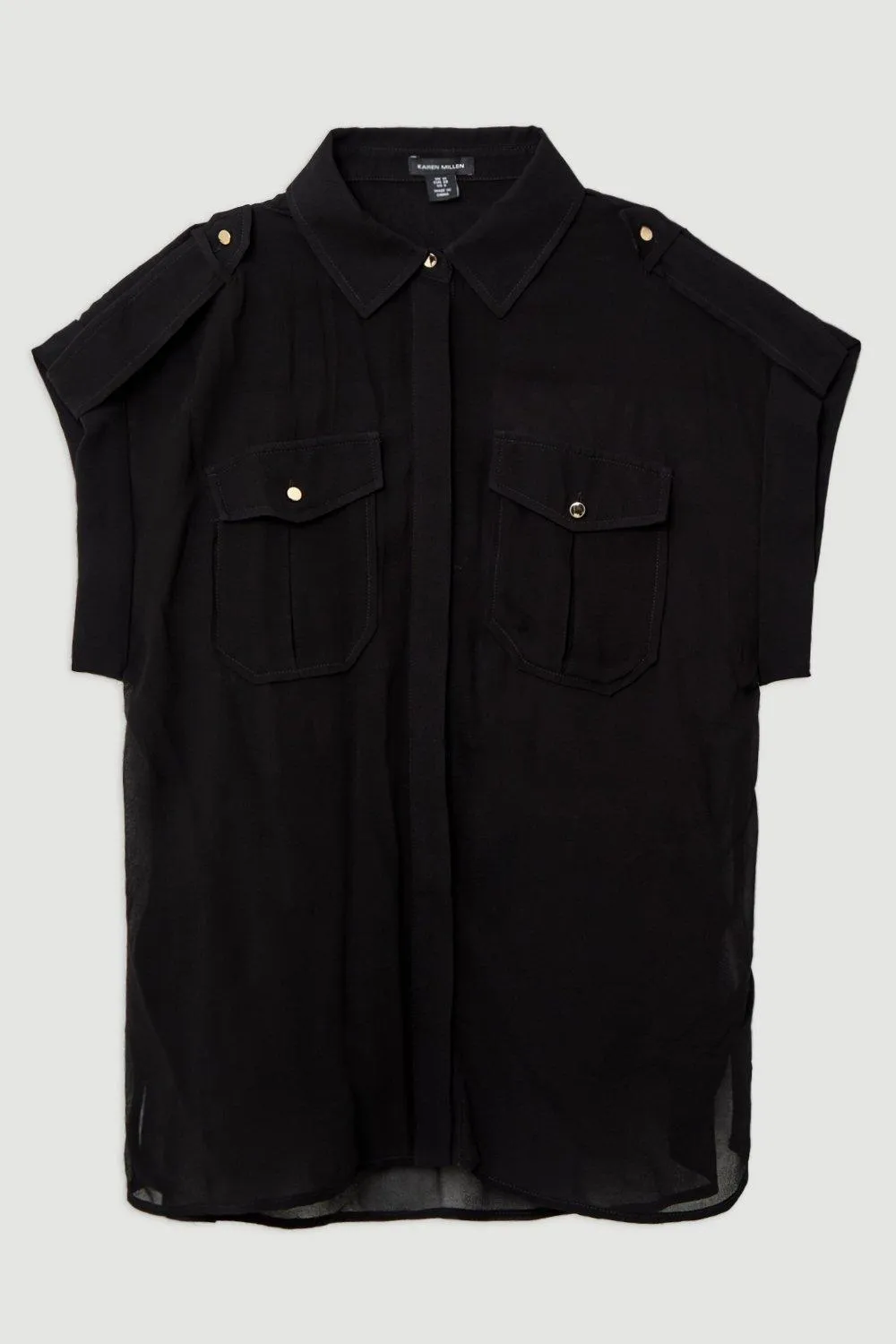 Sheer Viscose Georgette Woven Utility Blouse BKK20863