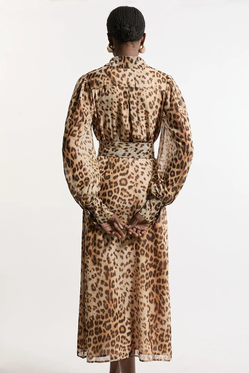 Georgette Belted Blur Print Woven Shirt Dress BKK21007 5 Georgette Belted Blur Print Woven Shirt Dress BKK21007