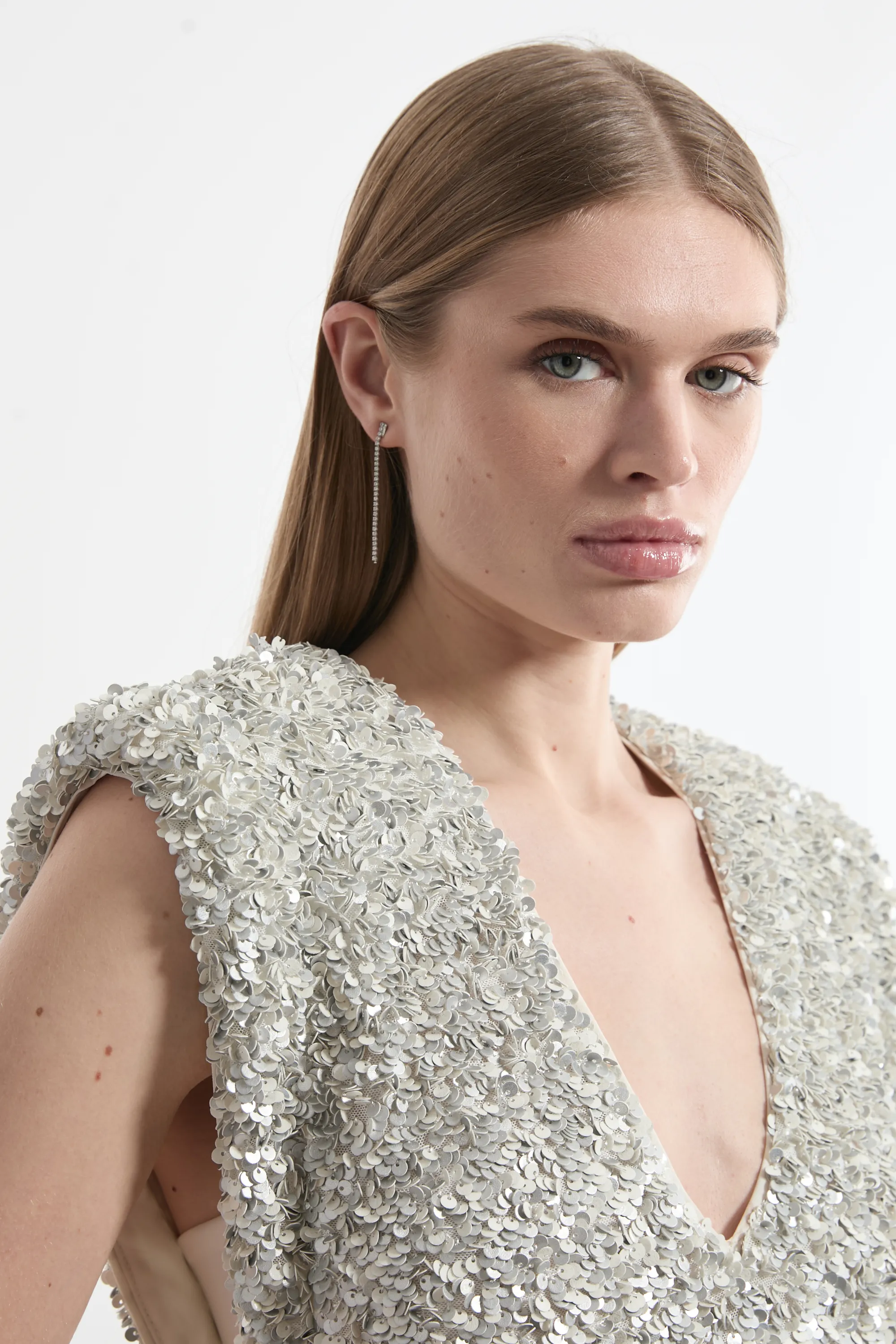 Textured Sequin Sleeveless Midi Dress BKK21041