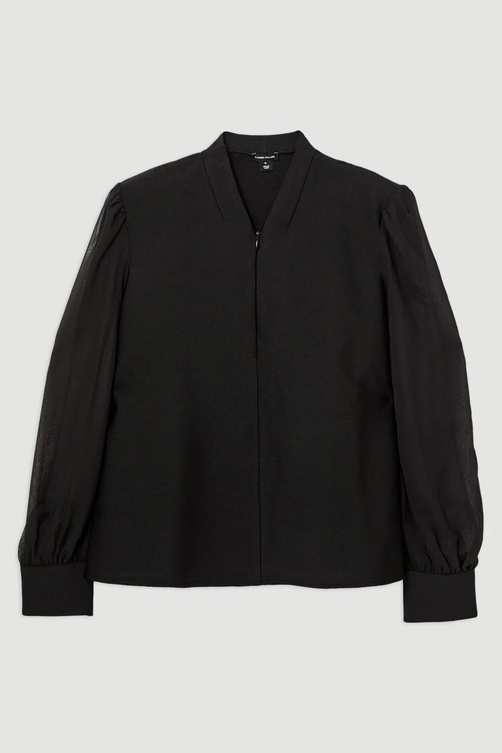 Plus Size Bandage Figure Form Zip Detail Chiffon Sleeve Knit Top BKK21058 4 Plus Size Bandage Figure Form Zip Detail Chiffon Sleeve Knit Top BKK21058