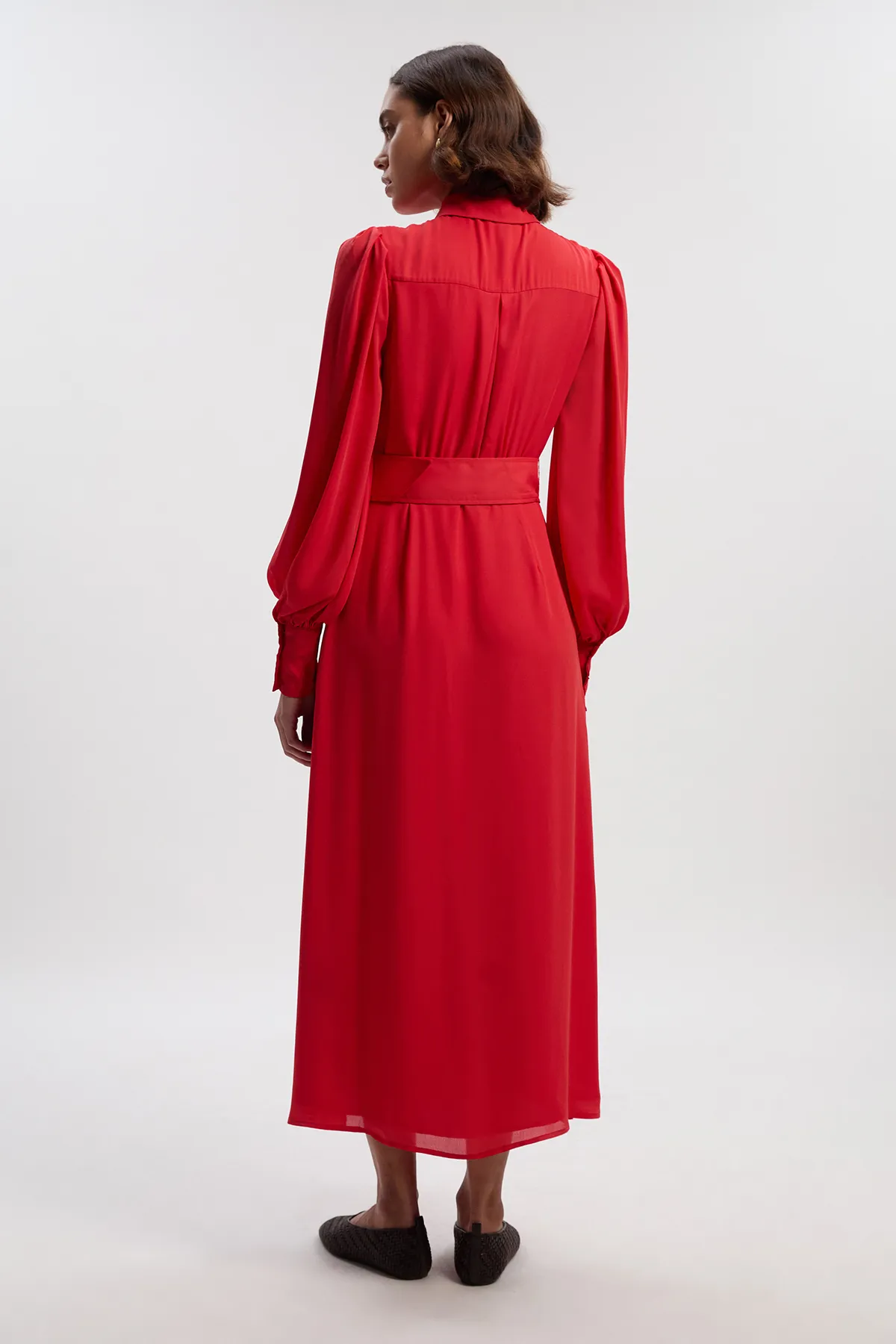 Petite Georgette Belted Woven Shirt Dress BKK21060