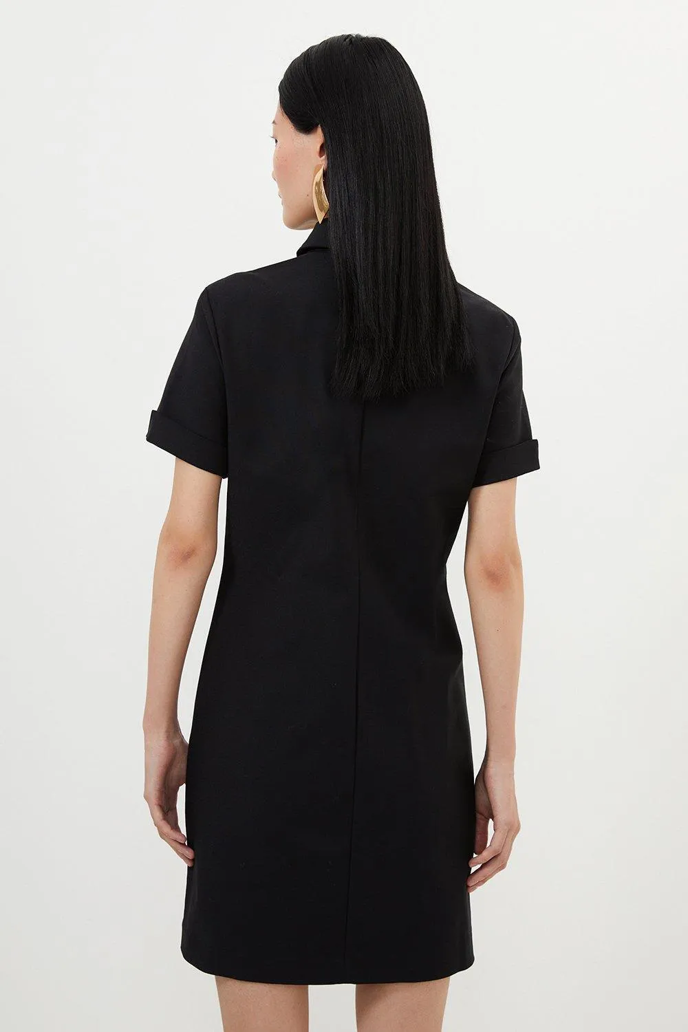 Techno Cotton Woven Short Shirt Dress With Gold Clasp BKK17133 5 Techno Cotton Woven Short Shirt Dress With Gold Clasp BKK17133