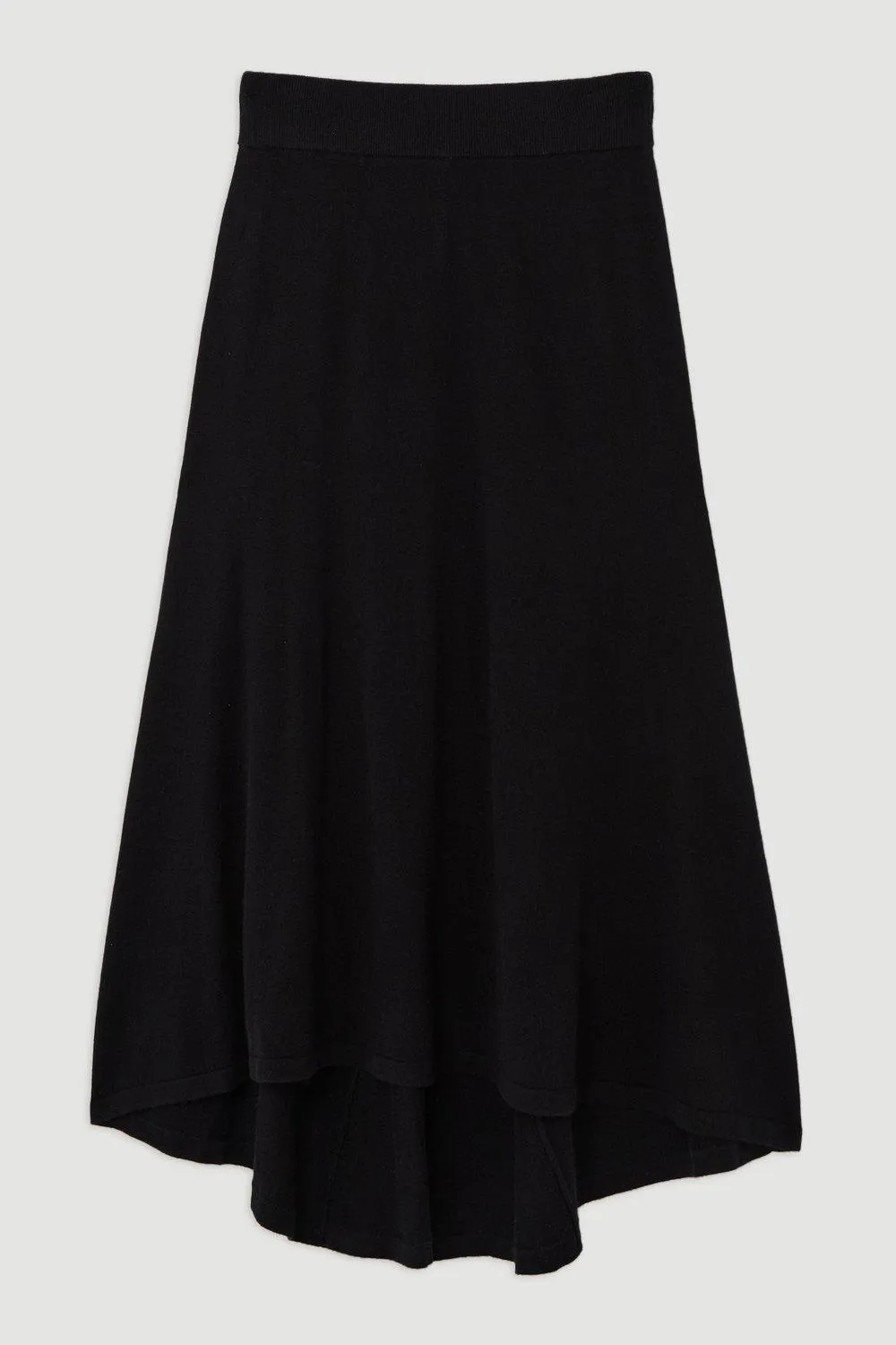 Wool Blend Knit High Low Midi Skirt Wool BKK21109