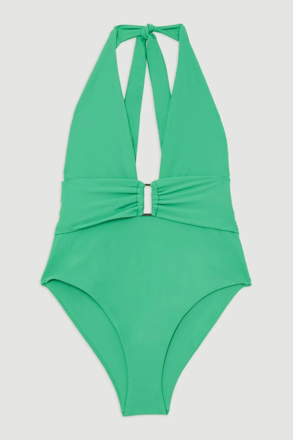 Buckle Detail Halter Neck Plunge Swimsuit BKK21189 4 Buckle Detail Halter Neck Plunge Swimsuit BKK21189