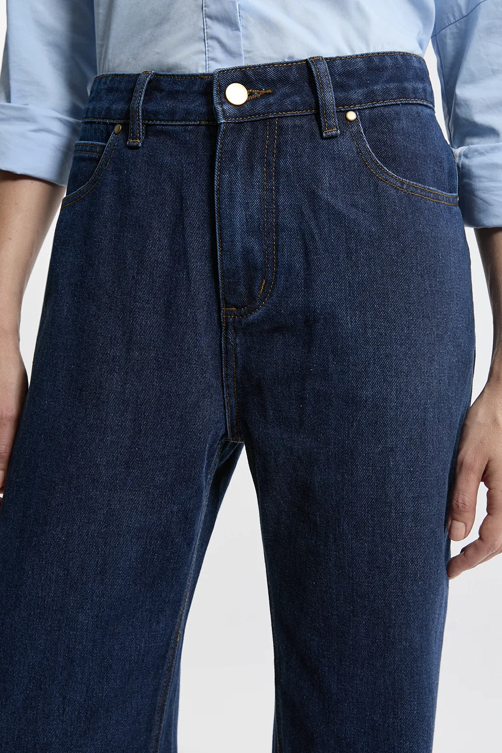 Denim Straight Leg Turn Up Hem Jeans BKK21239